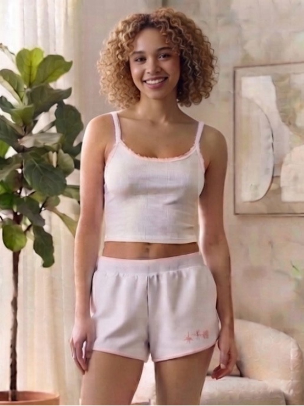 Cult Favorite White and Pink Lounge Shorts